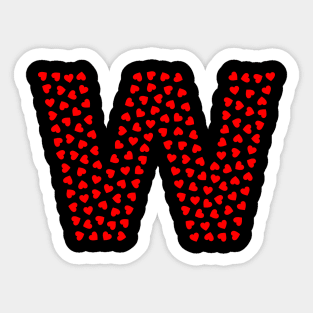 Letter W Heart Shape Initial Sticker